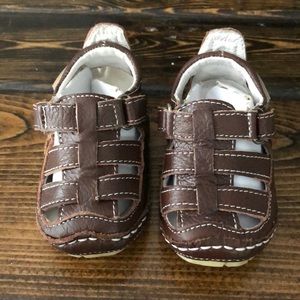 Rileyroos Chessie Brown Leather Baby Sandals 3-6M